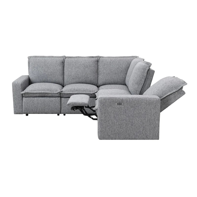 L-Shaped 5-Seater Power Recliner Sofa with USB Port