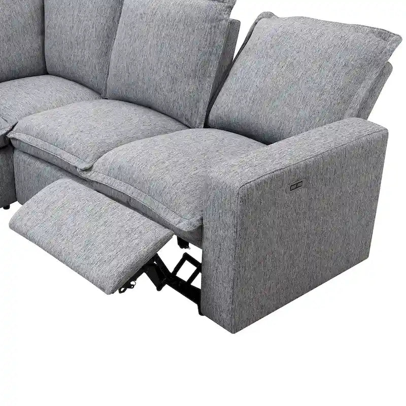 L-Shaped 5-Seater Power Recliner Sofa with USB Port