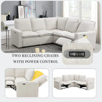 L-Shaped 5-Seater Power Recliner Sofa with USB Port