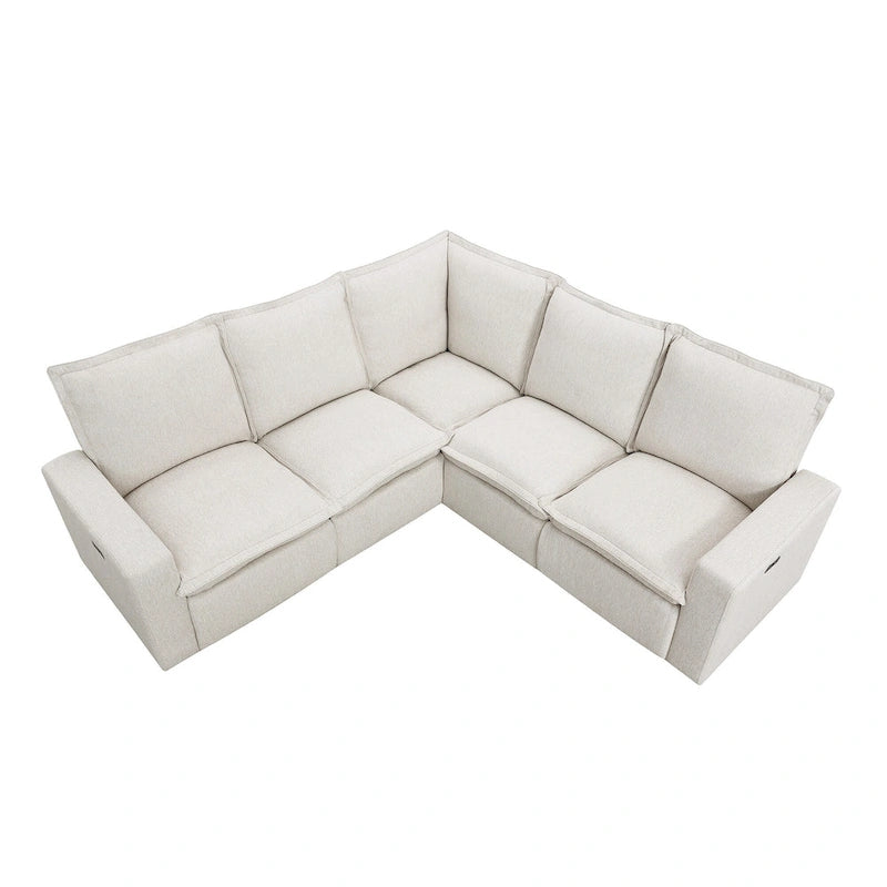 L-Shaped 5-Seater Power Recliner Sofa with USB Port