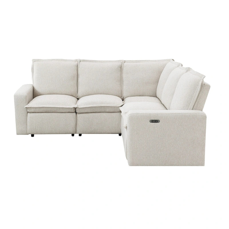 L-Shaped 5-Seater Power Recliner Sofa with USB Port