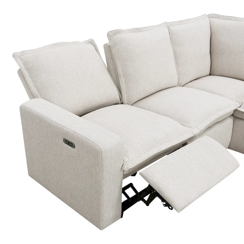 L-Shaped 5-Seater Power Recliner Sofa with USB Port