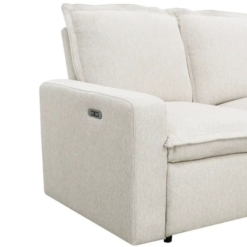 L-Shaped 5-Seater Power Recliner Sofa with USB Port