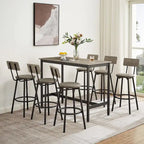 7-Piece Bar Table and Chairs Set with PU Leather Stools