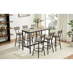 7-Piece Bar Table and Chairs Set with PU Leather Stools