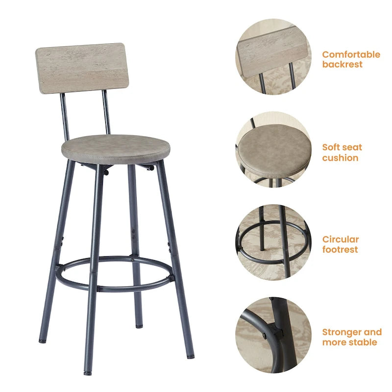 7-Piece Bar Table and Chairs Set with PU Leather Stools