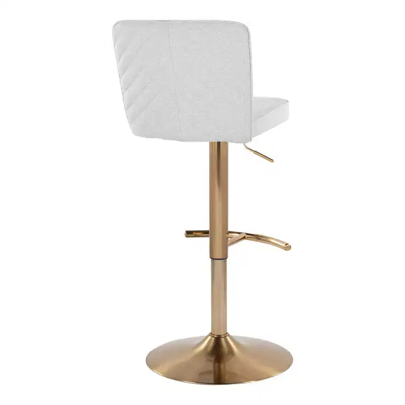 LumiSource Lot de 2 tabourets de bar réglables Henry Or/Tissu blanc