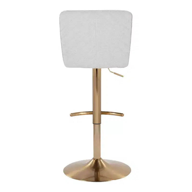 LumiSource Lot de 2 tabourets de bar réglables Henry Or/Tissu blanc