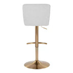 LumiSource Lot de 2 tabourets de bar réglables Henry Or/Tissu blanc