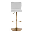 LumiSource Lot de 2 tabourets de bar réglables Henry Or/Tissu blanc