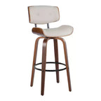Lot de 2 tabourets de bar Lombardi Noyer/Noir/PU Crème : Hauteur Fixe, Dossier Complet & Repose-Pieds - LumiSource
