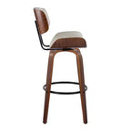 Lot de 2 tabourets de bar Lombardi Noyer/Noir/PU Crème : Hauteur Fixe, Dossier Complet & Repose-Pieds - LumiSource