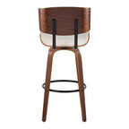 Lot de 2 tabourets de bar Lombardi Noyer/Noir/PU Crème : Hauteur Fixe, Dossier Complet & Repose-Pieds - LumiSource