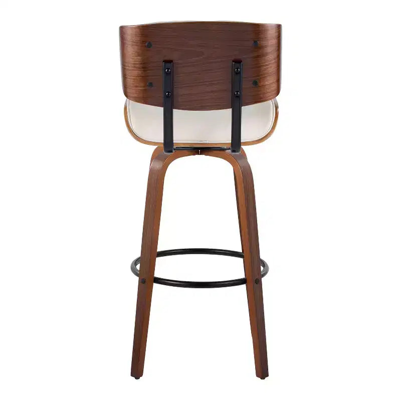 Lot de 2 tabourets de bar Lombardi Noyer/Noir/PU Crème : Hauteur Fixe, Dossier Complet & Repose-Pieds - LumiSource