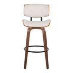 Lot de 2 tabourets de bar Lombardi Noyer/Noir/PU Crème : Hauteur Fixe, Dossier Complet & Repose-Pieds - LumiSource