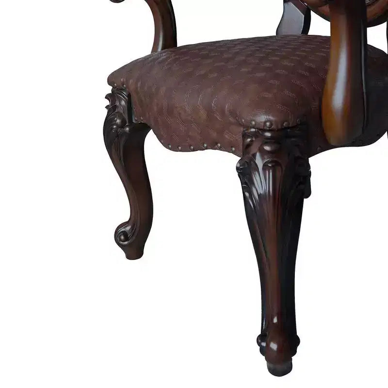 Chaises de salle à manger Versailles 26 po de marque Acme Furniture, fini cerisier : Revêtement en cuir, garniture cloutée, aucun assemblage requis