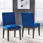 Buylateral Set of 2 North Bay Upholstered Dining Chairs Sapphire Blue Velvet