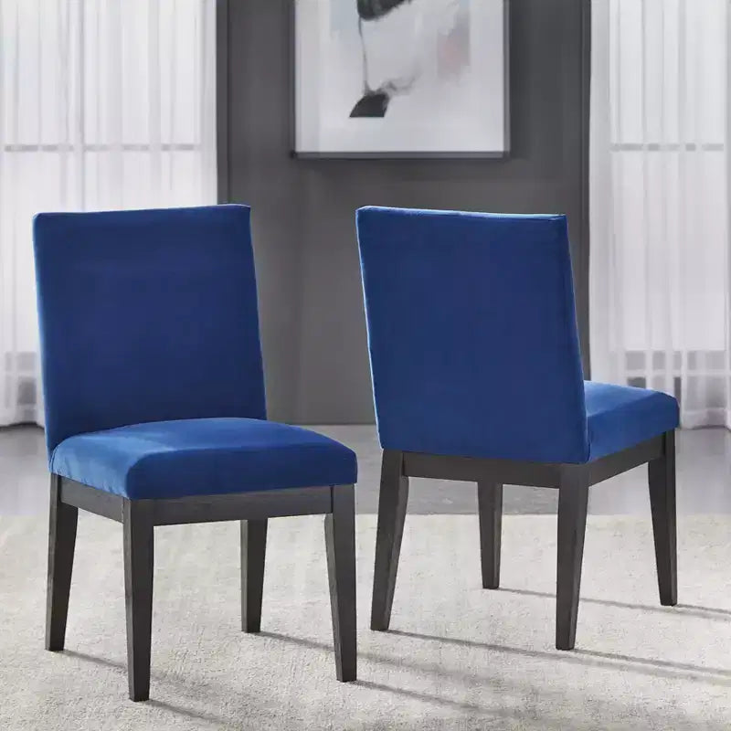 Buylateral Ensemble de 2 Chaises de Salle à Manger Rembourrées North Bay Velours Bleu Saphir