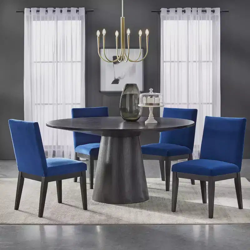 Buylateral Ensemble de 2 Chaises de Salle à Manger Rembourrées North Bay Velours Bleu Saphir