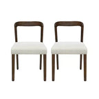 Christopher Knight Home Set of 2 Ashton Contemporary Rubberwood Upholstered Dining Chairs with Curved Open Back Walnut