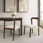 Lot de 2 chaises de salle à manger contemporaines Christopher Knight Home Ashton en bois d'hévéa rembourrées avec dossier incurvé ouvert, Noyer