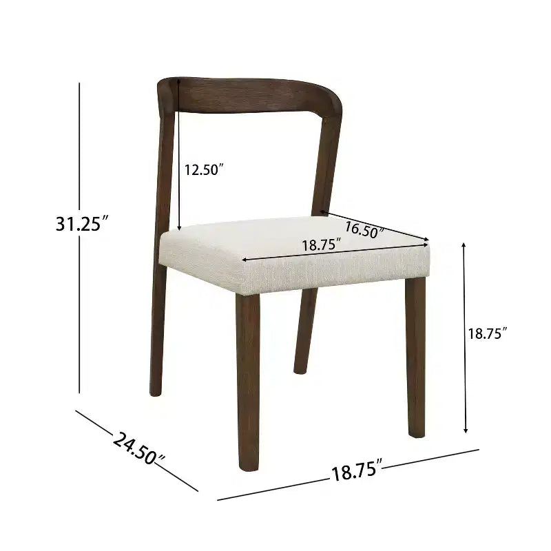 Lot de 2 chaises de salle à manger contemporaines Christopher Knight Home Ashton en bois d'hévéa rembourrées avec dossier incurvé ouvert, Noyer