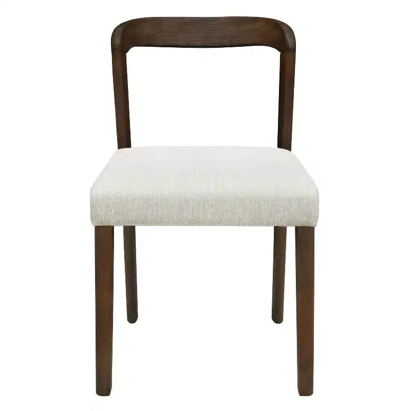 Lot de 2 chaises de salle à manger contemporaines Christopher Knight Home Ashton en bois d'hévéa rembourrées avec dossier incurvé ouvert, Noyer