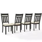 Crosley Hayden 4pc Slat Back Dining Chair Set Slate/Creme: Upholstered Linen Seat, Rubberwood Frame, 250lbs Capacity