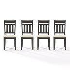 Crosley Hayden, ensemble de 4 chaises de salle à manger à dossier à lattes, ardoise/crème : Siège rembourré en lin, cadre en bois d'hévéa, capacité de 113 kg