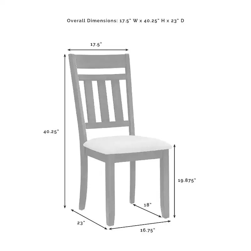 Crosley Hayden, ensemble de 4 chaises de salle à manger à dossier à lattes, ardoise/crème : Siège rembourré en lin, cadre en bois d'hévéa, capacité de 113 kg