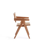 Lot de 2 chaises de salle à manger Hamlet avec accoudoirs Naturel - Manhattan Comfort : Style moderne du milieu du siècle, base en bois de frêne, dossier en rotin