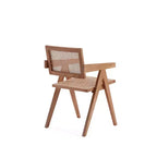 Lot de 2 chaises de salle à manger Hamlet avec accoudoirs Naturel - Manhattan Comfort : Style moderne du milieu du siècle, base en bois de frêne, dossier en rotin