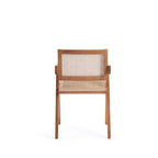 Lot de 2 chaises de salle à manger Hamlet avec accoudoirs Naturel - Manhattan Comfort : Style moderne du milieu du siècle, base en bois de frêne, dossier en rotin