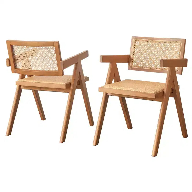 Ensemble de salle à manger moderne 7 pièces Valentina Buylateral 1 table 4 chaises 2 fauteuils Noyer clair