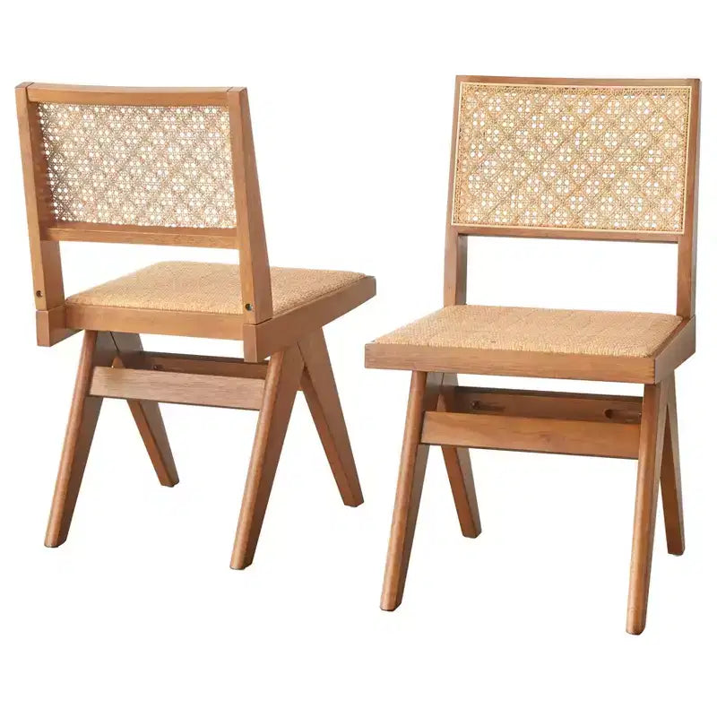 Ensemble de salle à manger moderne 7 pièces Valentina Buylateral 1 table 4 chaises 2 fauteuils Noyer clair