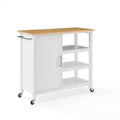 Tristan Open Kitchen Island Cart White/Natural - Crosley: Adjustable Shelves, Towel Bar, Mobile Design