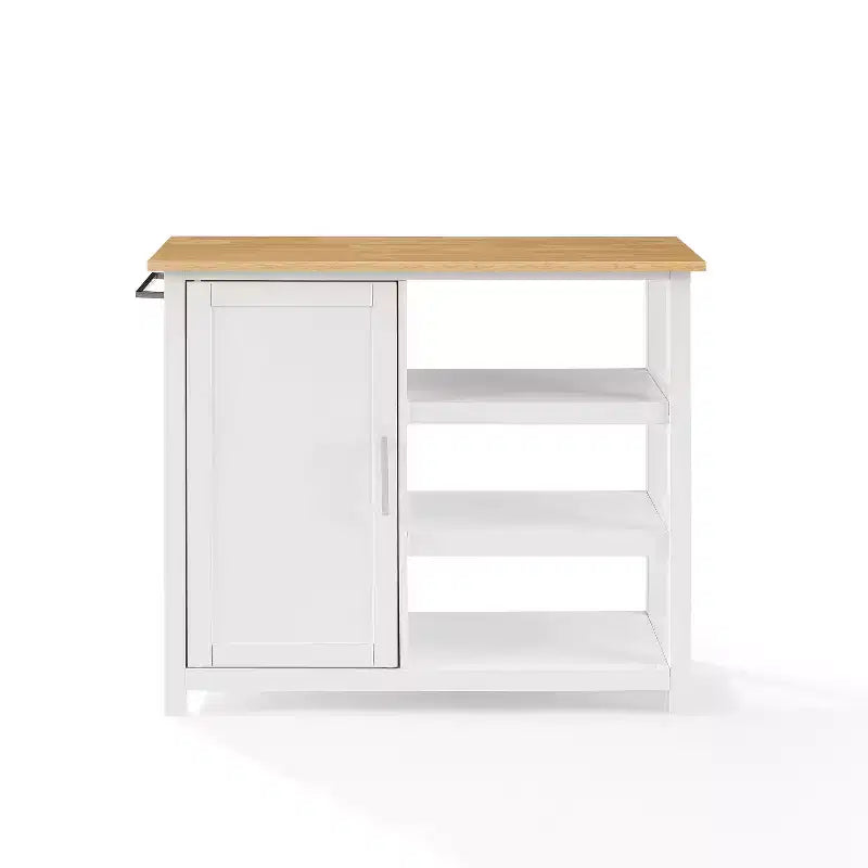 Îlot de cuisine mobile Tristan blanc/naturel - Crosley : Étagères réglables, barre porte-serviettes, design mobile