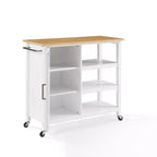 Îlot de cuisine mobile Tristan blanc/naturel - Crosley : Étagères réglables, barre porte-serviettes, design mobile
