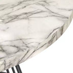 Lifestorey Ensemble repas Indra 5 pièces crème : plateau imitation marbre, piètement en métal noir