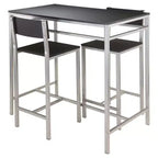 3pc Hanley Counter Height Dining Set with 2 Stools Metal/Black/Slate Gray - Winsome: Scandinavian Style, Wood Seat