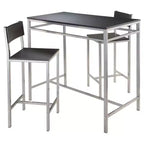 Ensemble de salle à manger 3 pièces Hanley avec 2 tabourets Hauteur comptoir Métal/Noir/Gris ardoise - Winsome : style scandinave, assise en bois