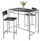Ensemble de salle à manger 3 pièces Hanley avec 2 tabourets Hauteur comptoir Métal/Noir/Gris ardoise - Winsome : style scandinave, assise en bois