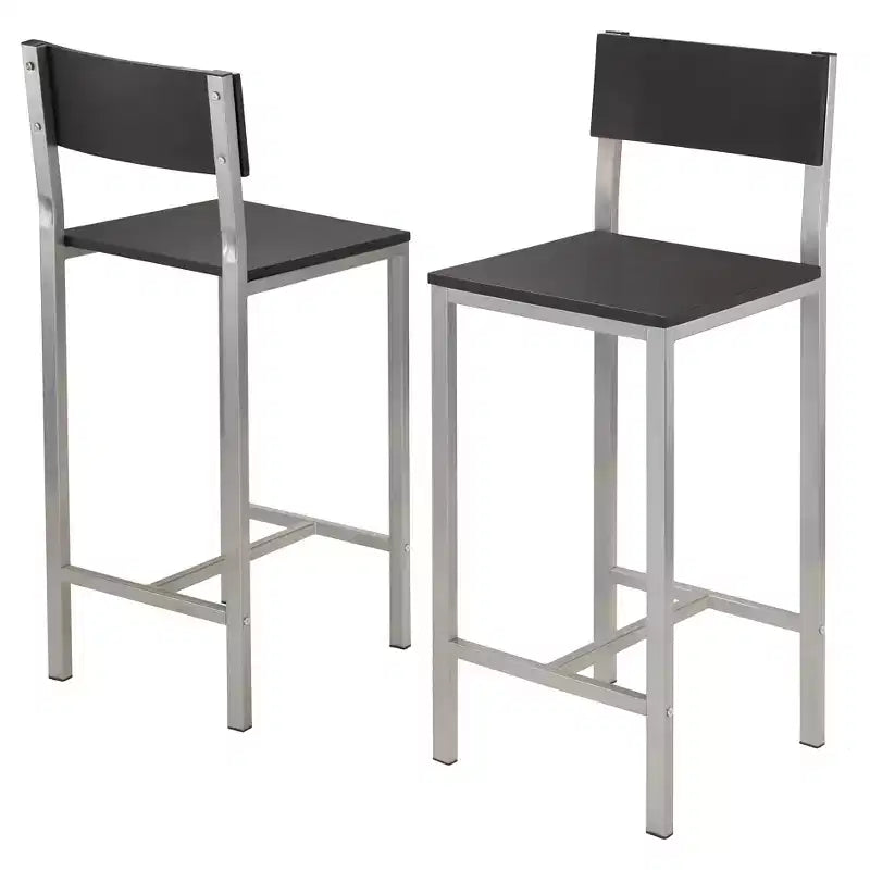 Ensemble de salle à manger 3 pièces Hanley avec 2 tabourets Hauteur comptoir Métal/Noir/Gris ardoise - Winsome : style scandinave, assise en bois