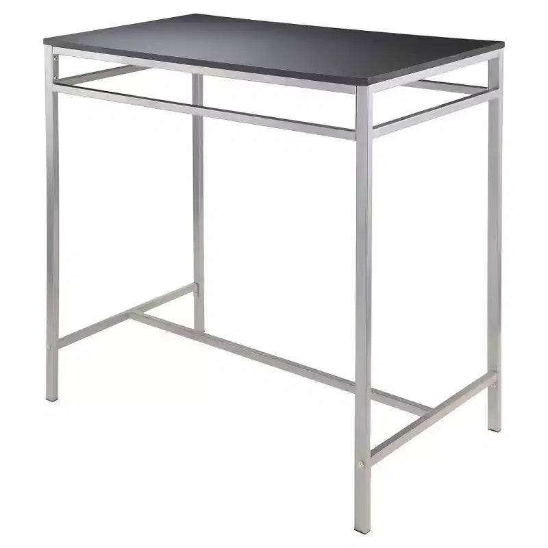 Ensemble de salle à manger 3 pièces Hanley avec 2 tabourets Hauteur comptoir Métal/Noir/Gris ardoise - Winsome : style scandinave, assise en bois