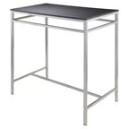 Ensemble de salle à manger 3 pièces Hanley avec 2 tabourets Hauteur comptoir Métal/Noir/Gris ardoise - Winsome : style scandinave, assise en bois