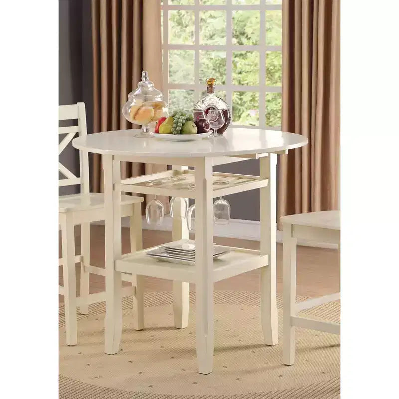Table de salle à manger avec rallonges hauteur comptoir Tartys Bois/Crème - Acme Furniture