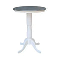 41" Bar Height Ronin Round Pedestal Table White/Heather Gray - International Concepts: Mid-Century Modern, Seats 2