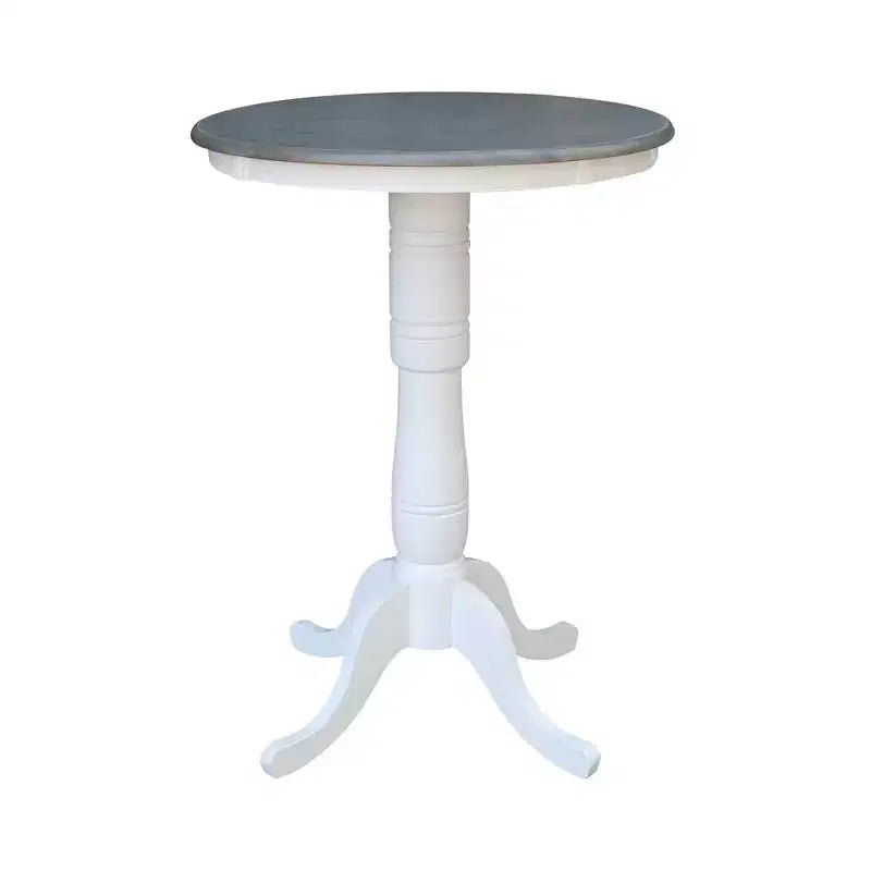 41" Bar Height Ronin Round Pedestal Table White/Heather Gray - International Concepts: Mid-Century Modern, Seats 2
