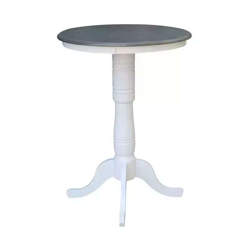 Table piédestal ronde Ronin de 41 po (104 cm) de hauteur de bar Blanc/Gris chiné - International Concepts : Moderne du milieu du siècle, 2 places