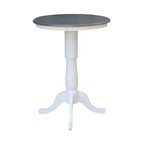 Table piédestal ronde Ronin de 41 po (104 cm) de hauteur de bar Blanc/Gris chiné - International Concepts : Moderne du milieu du siècle, 2 places
